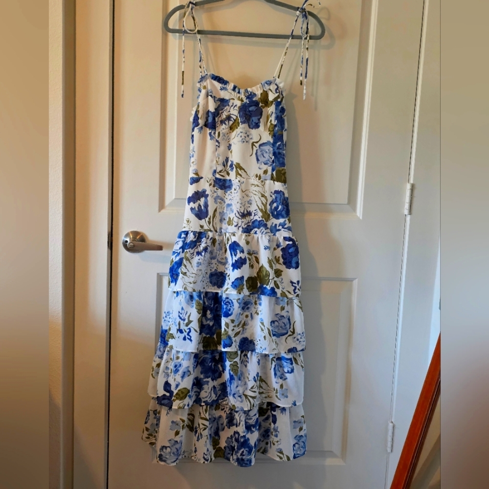 RIHOAS Blue and White Floral Dress